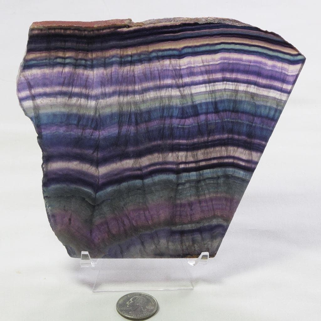 Polished Slice of Rainbow Fluorite with stand from China