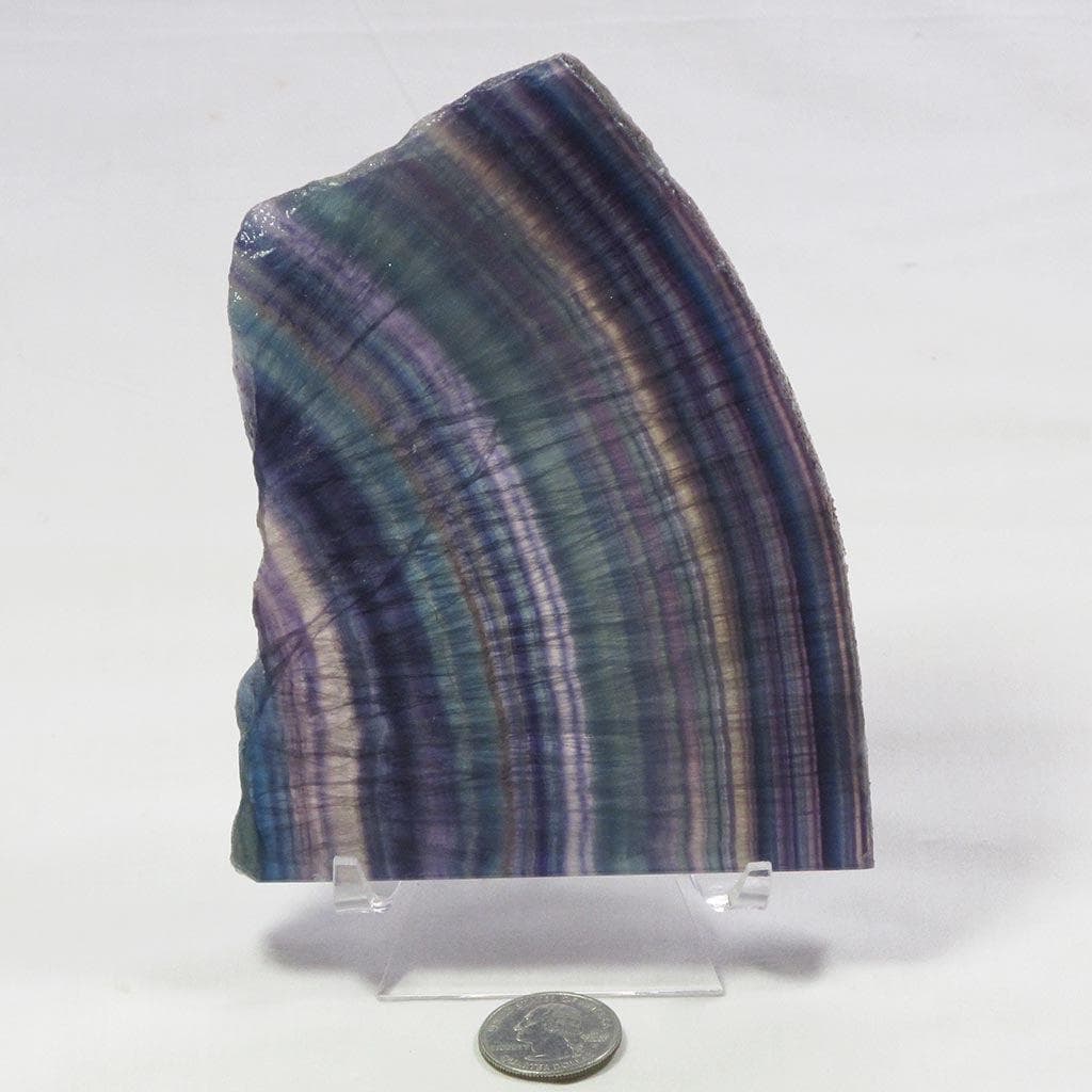 Polished Slice of Rainbow Fluorite with stand from China