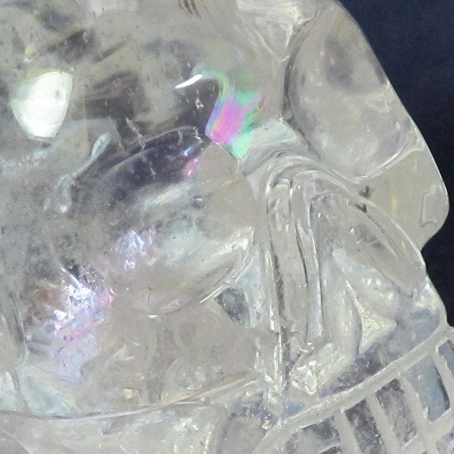 Carved Quartz Crystal Skull with Rainbow from Brazil