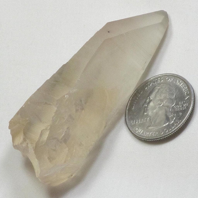 Very Light Orange Lemurian Quartz Crystal Point from Brazil