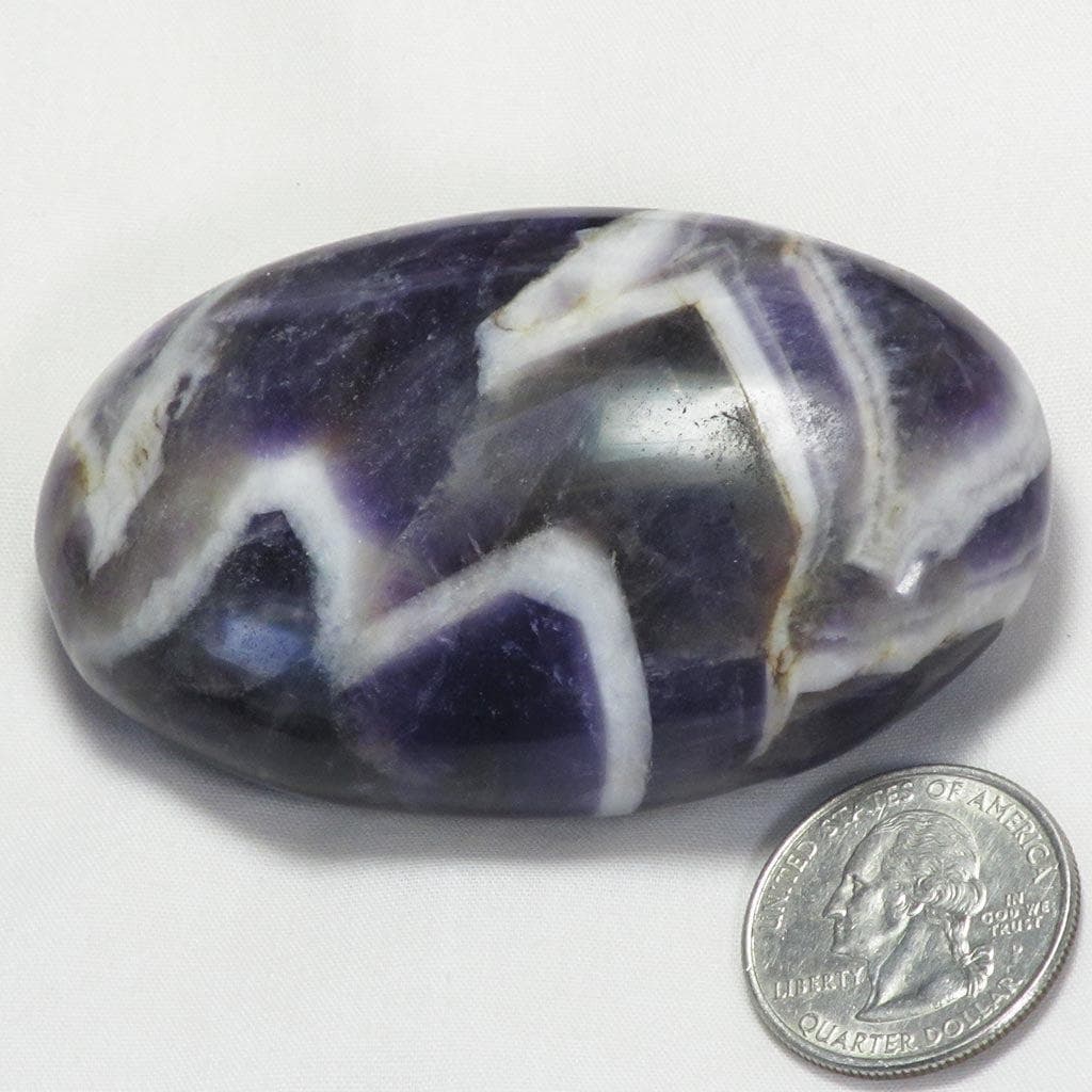 Polished Chevron Amethyst Palm Stone from India
