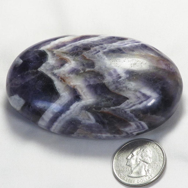 Polished Chevron Amethyst Palm Stone from India