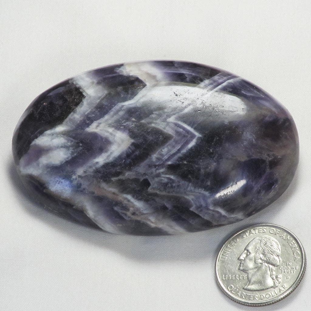 Polished Chevron Amethyst Palm Stone from India