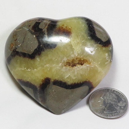 Polished Septarian Nodule Heart from Madagascar