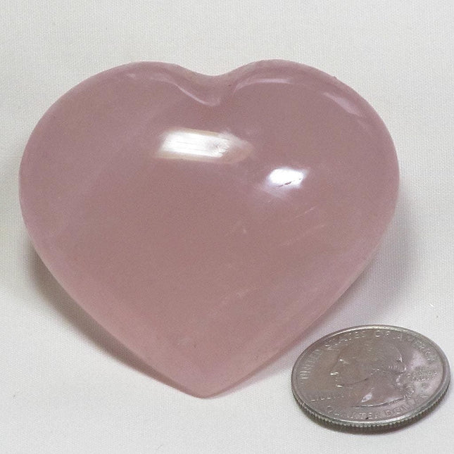 Polished Rose Quartz Crystal Heart from Madagascar