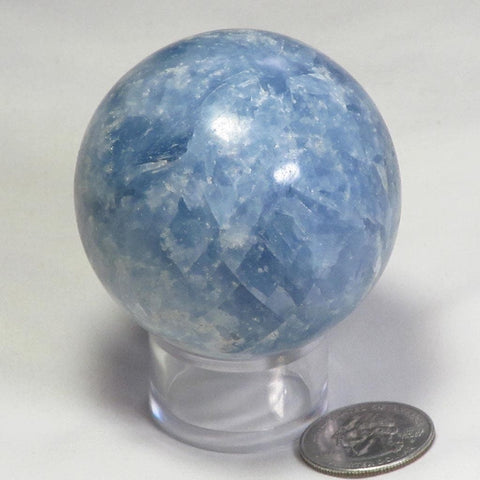 Polished Blue Calcite Sphere Ball from Madagascar