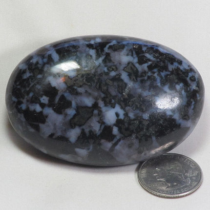 Polished Indigo Gabbro Palm Stone from Madagascar