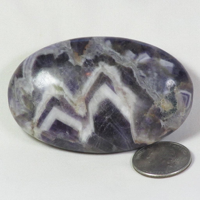 Polished Chevron Amethyst Palm Stone from India