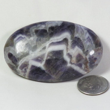 Polished Chevron Amethyst Palm Stone from India