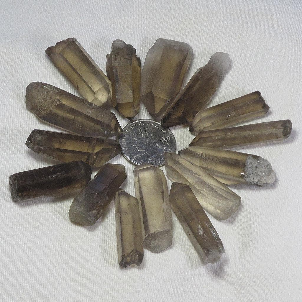 15 Smoky Quartz Crystal Points from Brazil