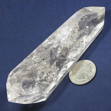 Polished Quartz Crystal Double Terminated Tabby Point with Rainbows