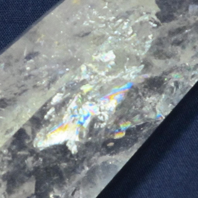 Polished Quartz Crystal Double Terminated Tabby Point with Rainbows