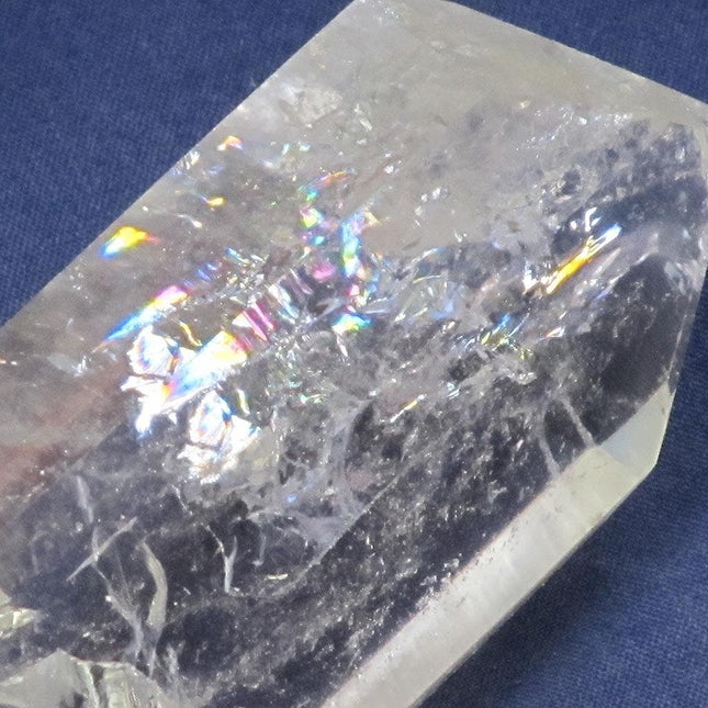 Polished Smoky Quartz Crystal Double Terminated Point with Rainbows
