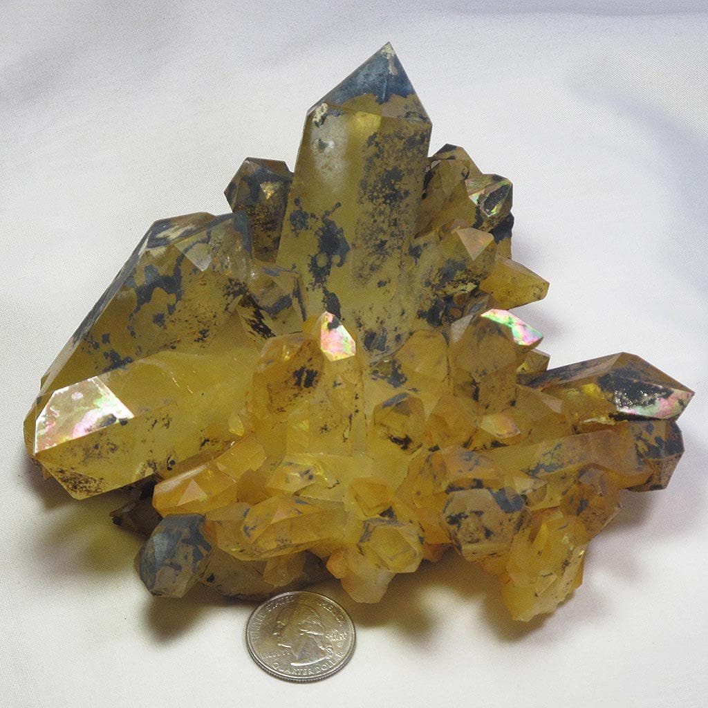 Arkansas Uncleaned Natural Aura Quartz Crystal Cluster w/Time-Links