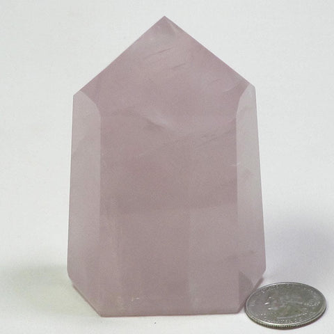 Polished Rose Quartz Crystal Tabby Point from Madagascar