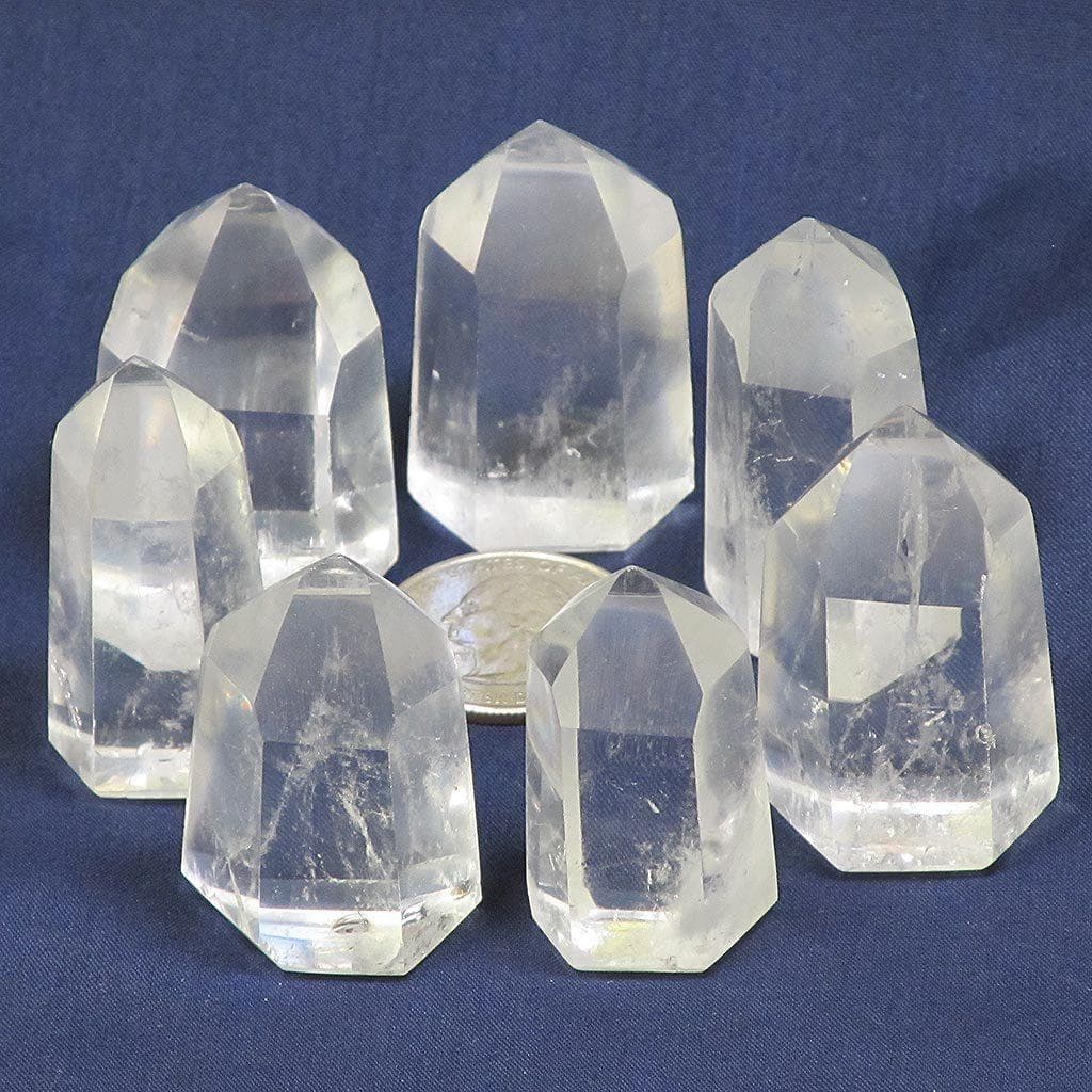 7 Small Polished Clear Quartz Crystal Points from Madagascar