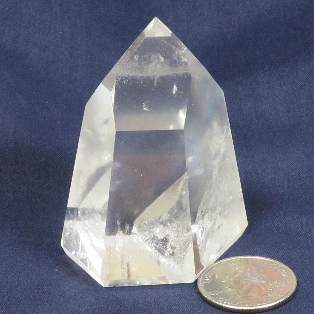 Polished Clear Quartz Crystal Dow Point with Rainbow from Brazil