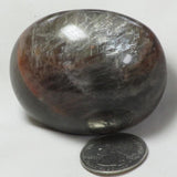 Polished Black Moonstone Palm Stone from Madagascar