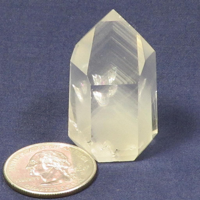 Polished Quartz Crystal Point with Phantoms from Brazil