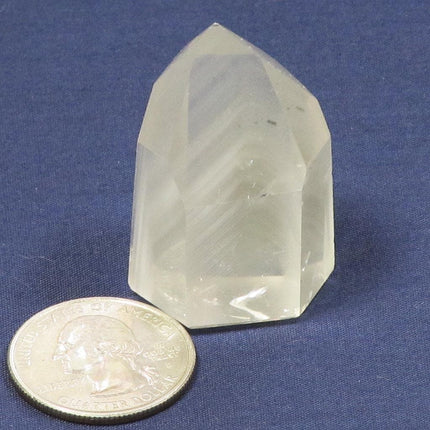 Polished Quartz Crystal Point with Phantoms from Brazil