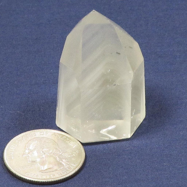 Polished Quartz Crystal Point with Phantoms from Brazil