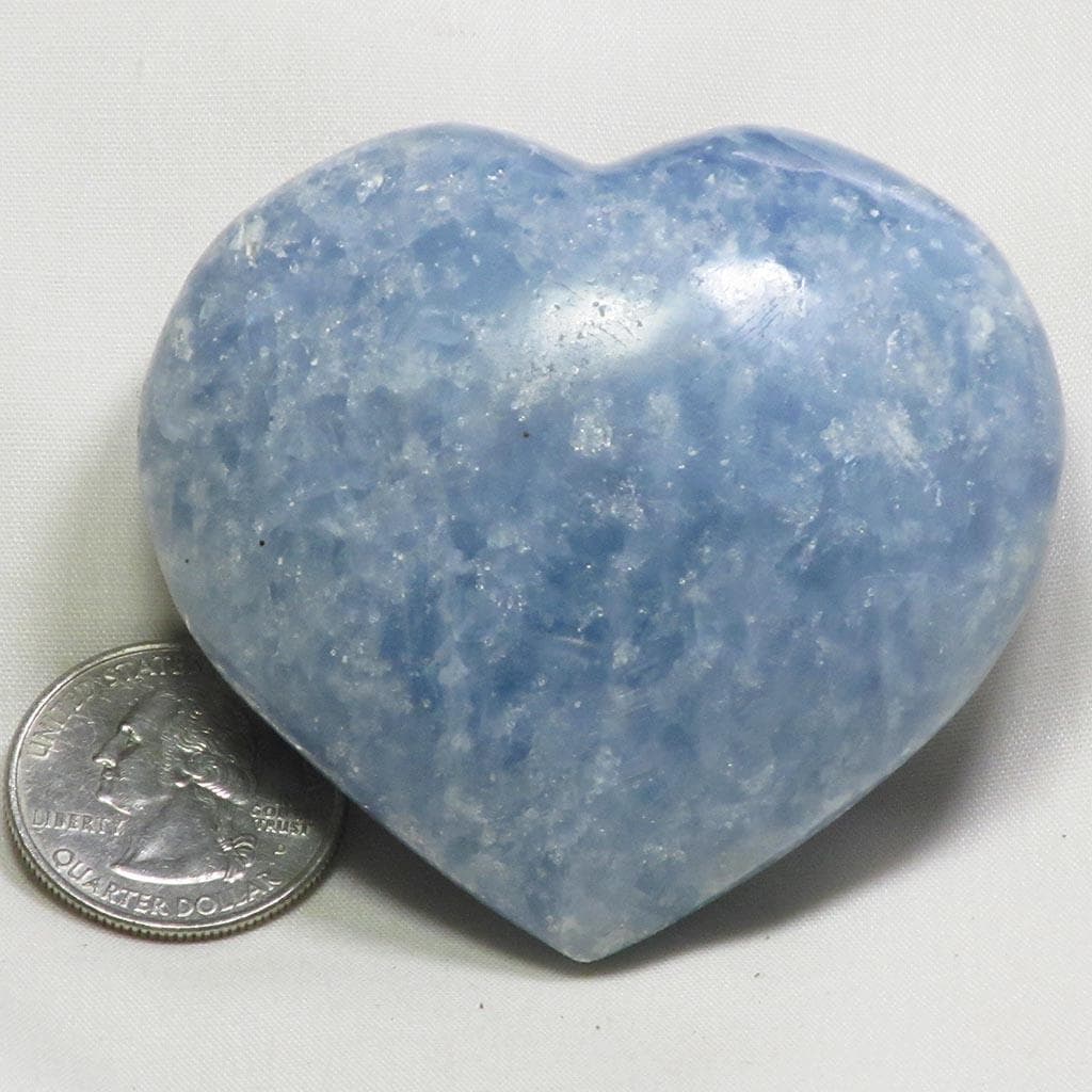 Polished Blue Calcite Heart from Madagascar
