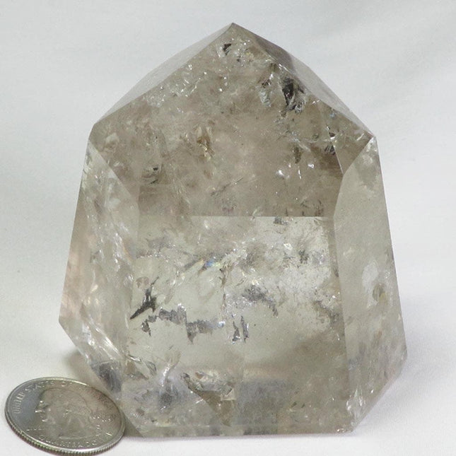 Polished Smoky Quartz Crystal Point with Rainbows from Brazil