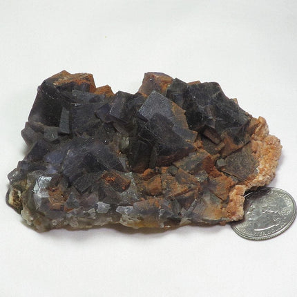 Grey & Cornflower Blue Fluorite with Iron Oxide Coating from Pakistan