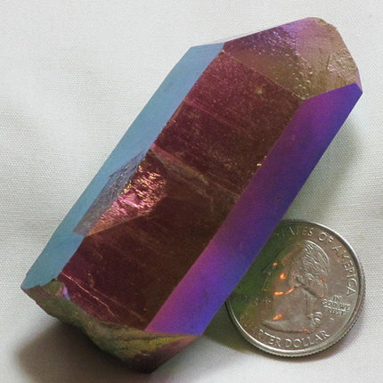 Rainbow or Flame Aura Quartz Crystal Point