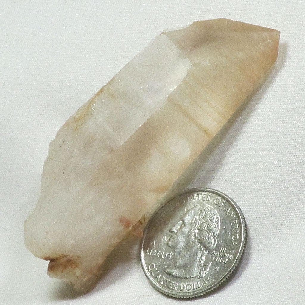 Pink Lemurian Quartz Crystal Point with Penetrator from Brazil
