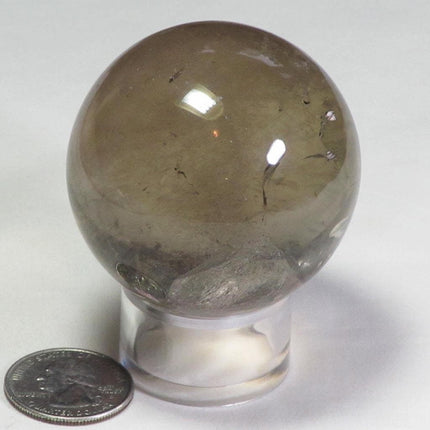 Polished Smoky Quartz Crystal Sphere Ball from Madagascar with Rainbow