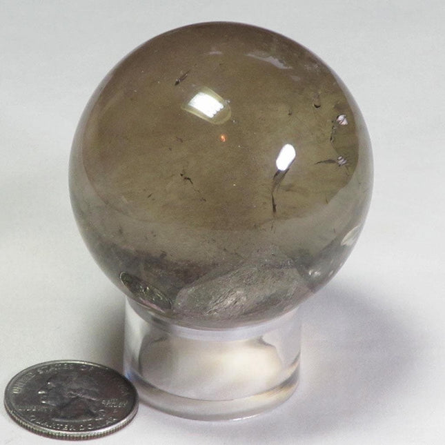 Polished Smoky Quartz Crystal Sphere Ball from Madagascar with Rainbow