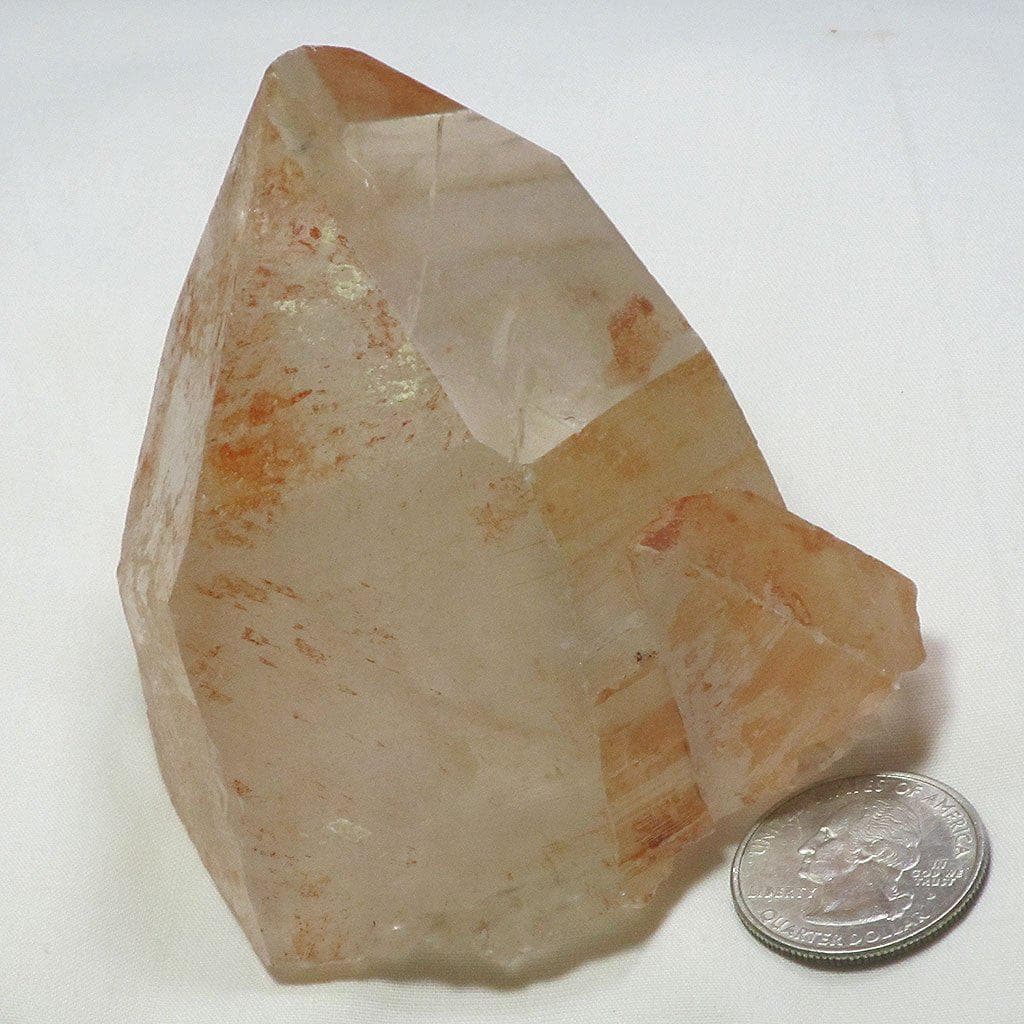 Orange Lemurian Quartz Crystal Point from Brazil