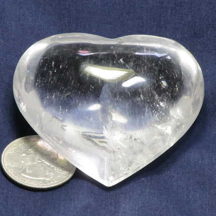 Polished Clear Quartz Crystal Heart from Brazil