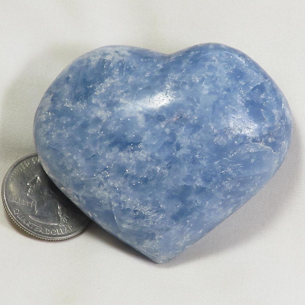 Polished Blue Calcite Heart from Madagascar