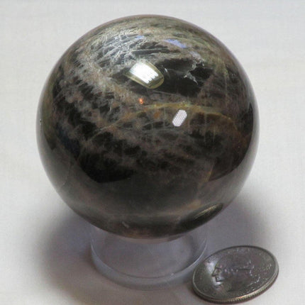 Polished Black Moonstone Sphere Ball from Madagascar