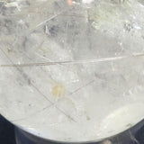 Polished Quartz Crystal Sphere Ball w/ Silver Rutile from Madagascar