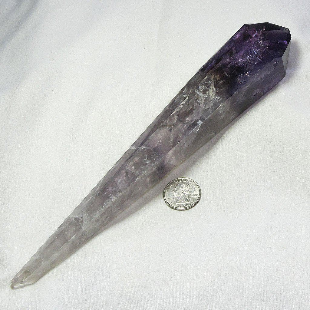 Polished Smoky Amethyst Point with Phantoms from Bahia Brazil