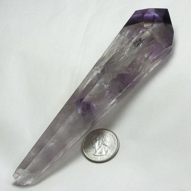 Polished Smoky Amethyst Point with Phantoms from Bahia Brazil