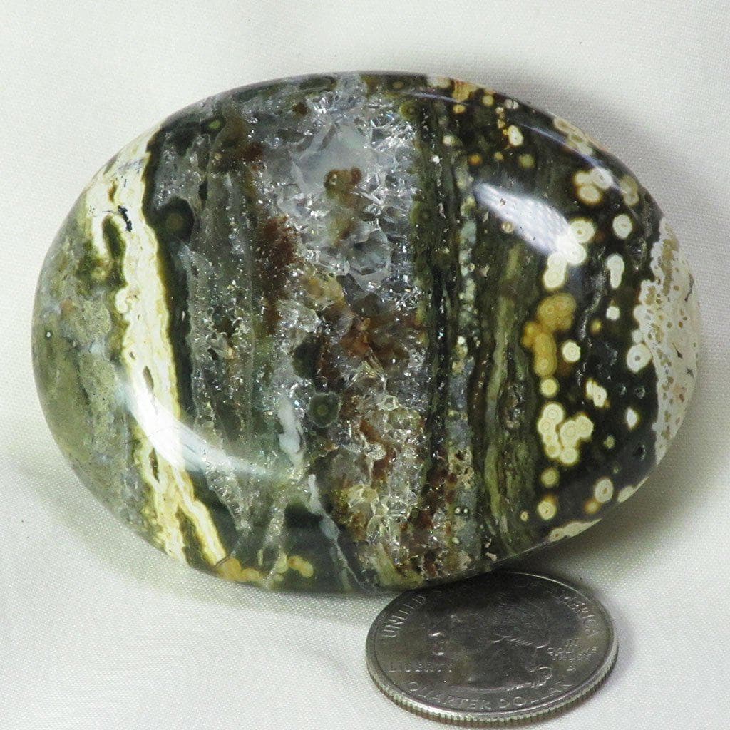 Polished Ocean Jasper Palm Stone from Madagascar