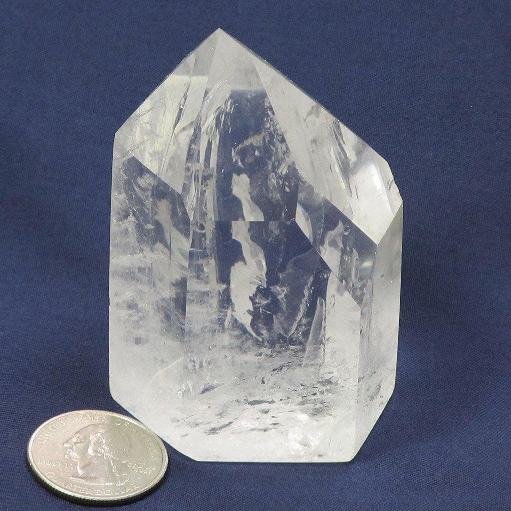 Polished Quartz Crystal Point with Time-Link Activation from Brazil