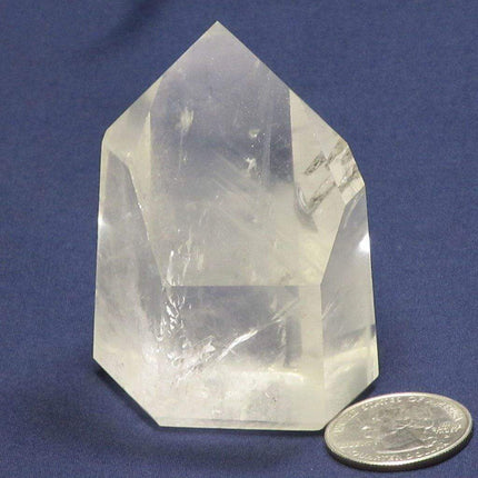 Polished Quartz Crystal Phantom Point with Rainbow from Brazil