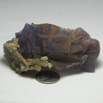 Purple Fluorite Cluster with Dogtooth Calcite from Pakistan