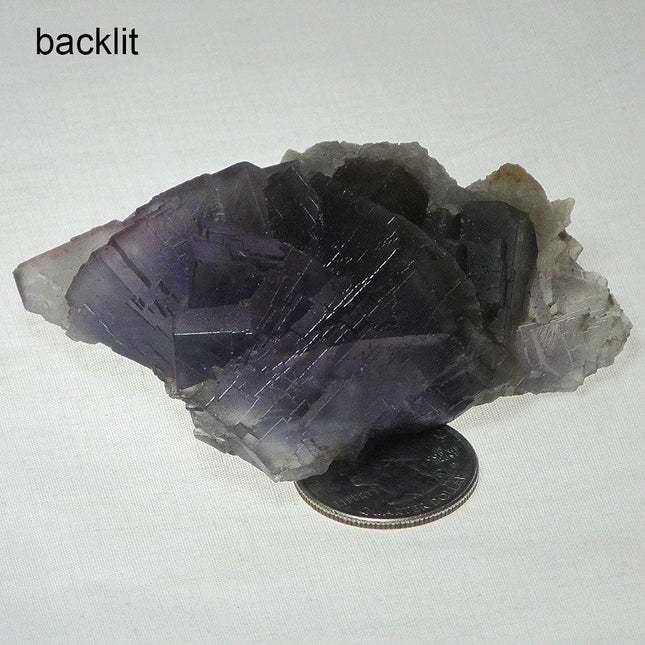 Grey & Purple Fluorite Cluster with Dogtooth Calcite from Pakistan