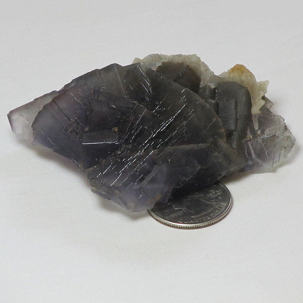 Grey & Purple Fluorite Cluster with Dogtooth Calcite from Pakistan