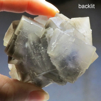 Grey & Cornflower Blue Fluorite Cluster from Pakistan