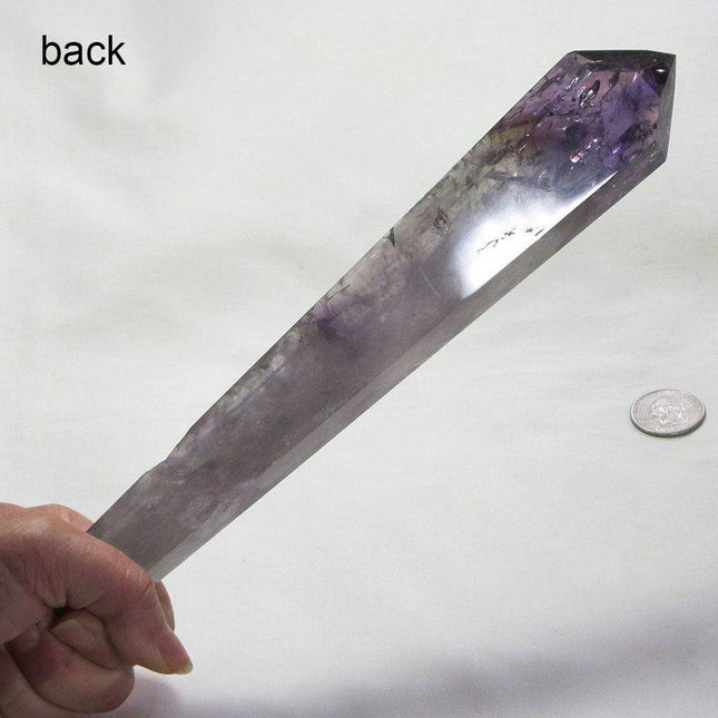 Polished Smoky Amethyst Point with Phantoms from Bahia Brazil