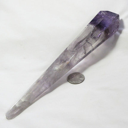 Polished Smoky Amethyst Point with Phantoms from Bahia Brazil