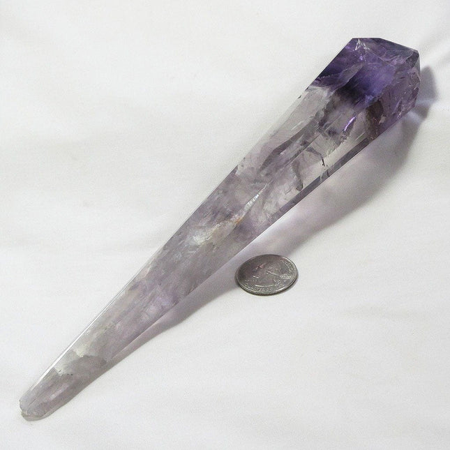 Polished Smoky Amethyst Point with Phantoms from Bahia Brazil