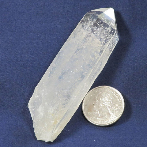 Blue Smoke Lemurian Quartz Crystal Point with Cookite from Colombia
